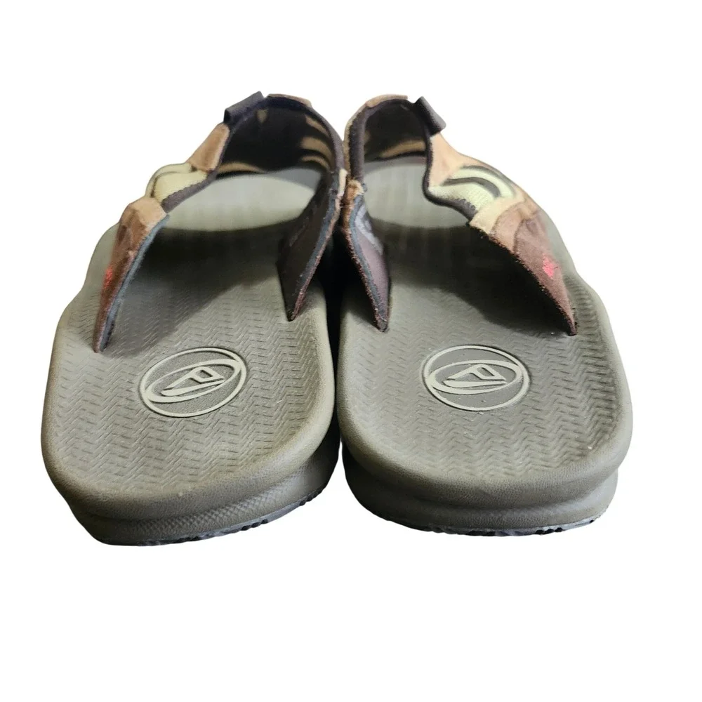 Reef Slide Sandals Mens 13 Brown Leather Upper Rubber Outsole Casyal Beach